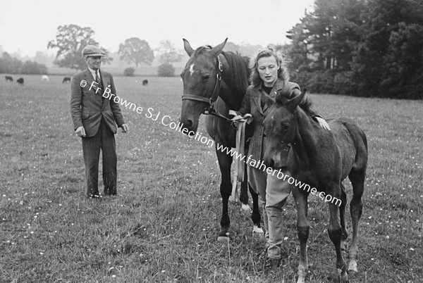 HEADFORD HOUSE  MISS ELIZABETH CLARKE WITH THOROUGHBRED MARES AND FOALS